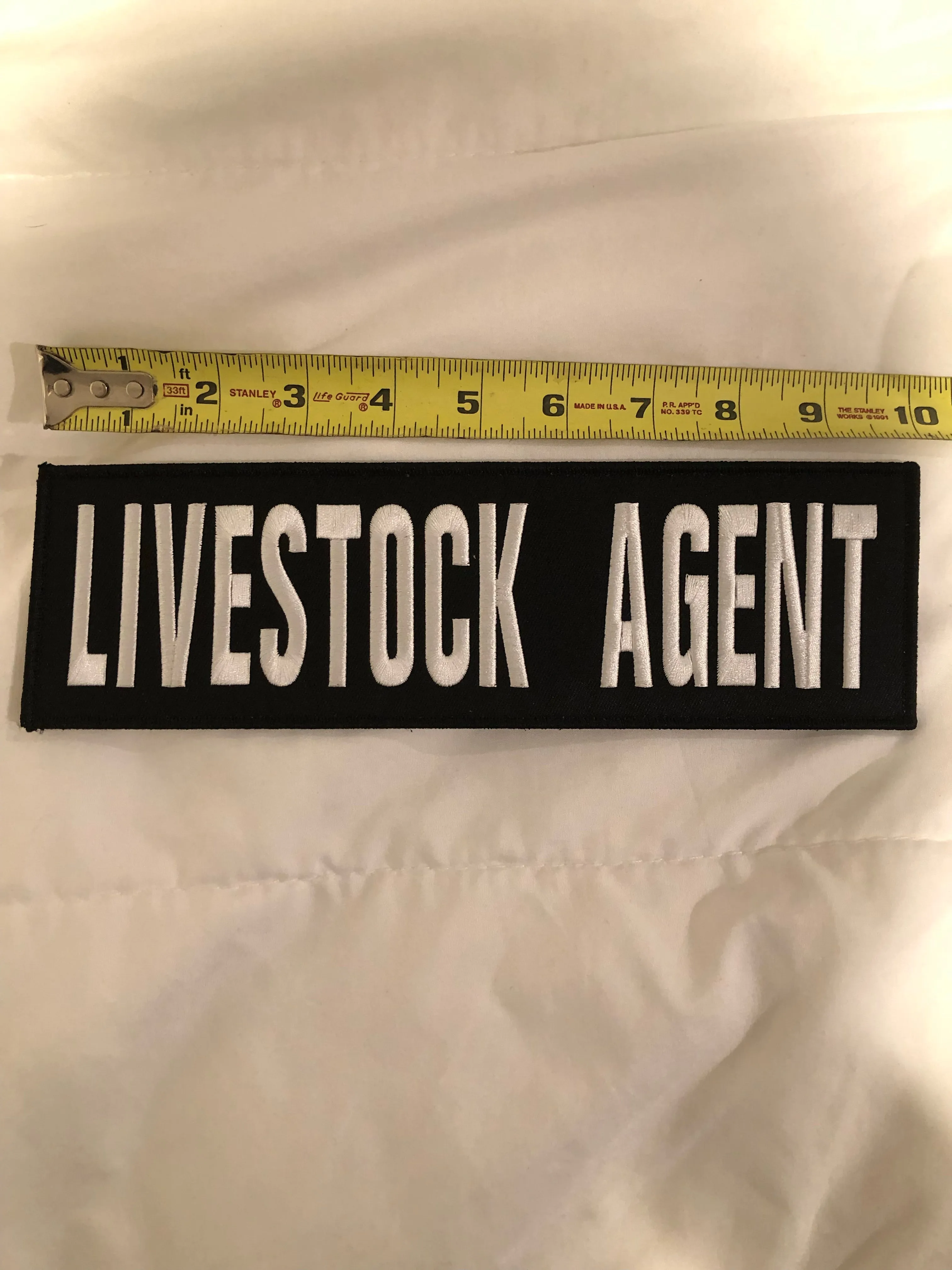 (Pair) LIVESTOCK AGENT Patches (3” x 10”) Hook and Loop