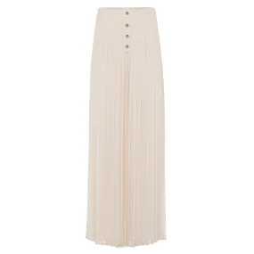 Pleated Chiffon Wide Leg Pant - Ivory