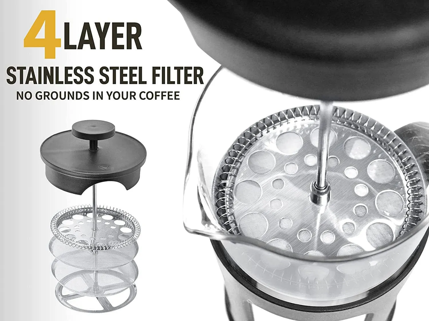 Premium French Press Coffee Pot and Milk Frother Set