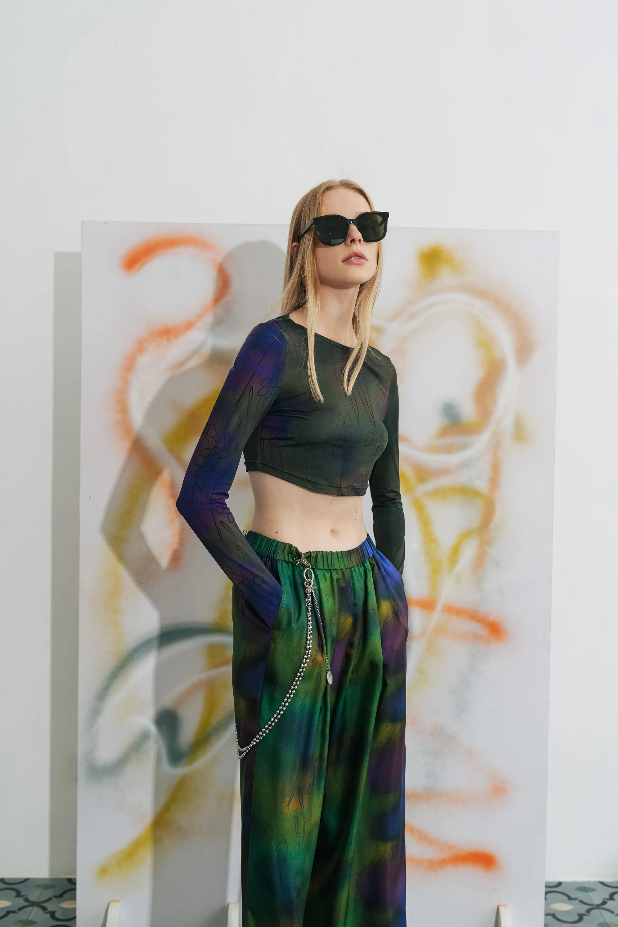 "Brooklyn" Silk Wide Leg Pants - Green