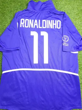 Ronaldinho Brazil 2002 WORLD CUP Away Soccer Jersey Shirt L