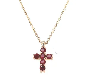 Rose Gold Ruby Cross Necklace