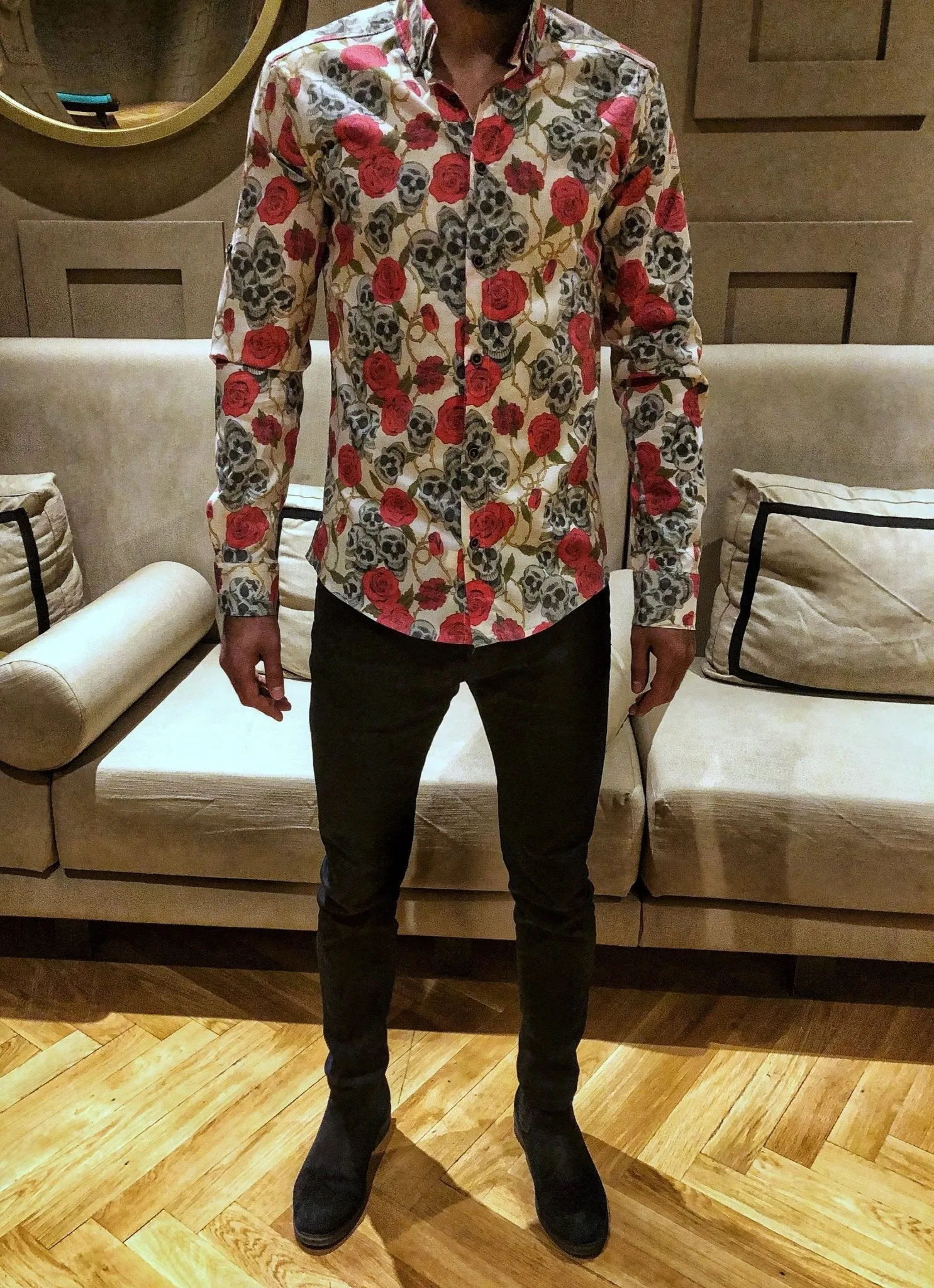 Rose Skulls Printed Shirt OT5 Streetwear Shirt