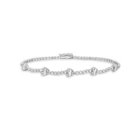 Round & Baguette Diamonds Heart Shape Tennis Bracelet (1.15 ct.) in 14K Gold