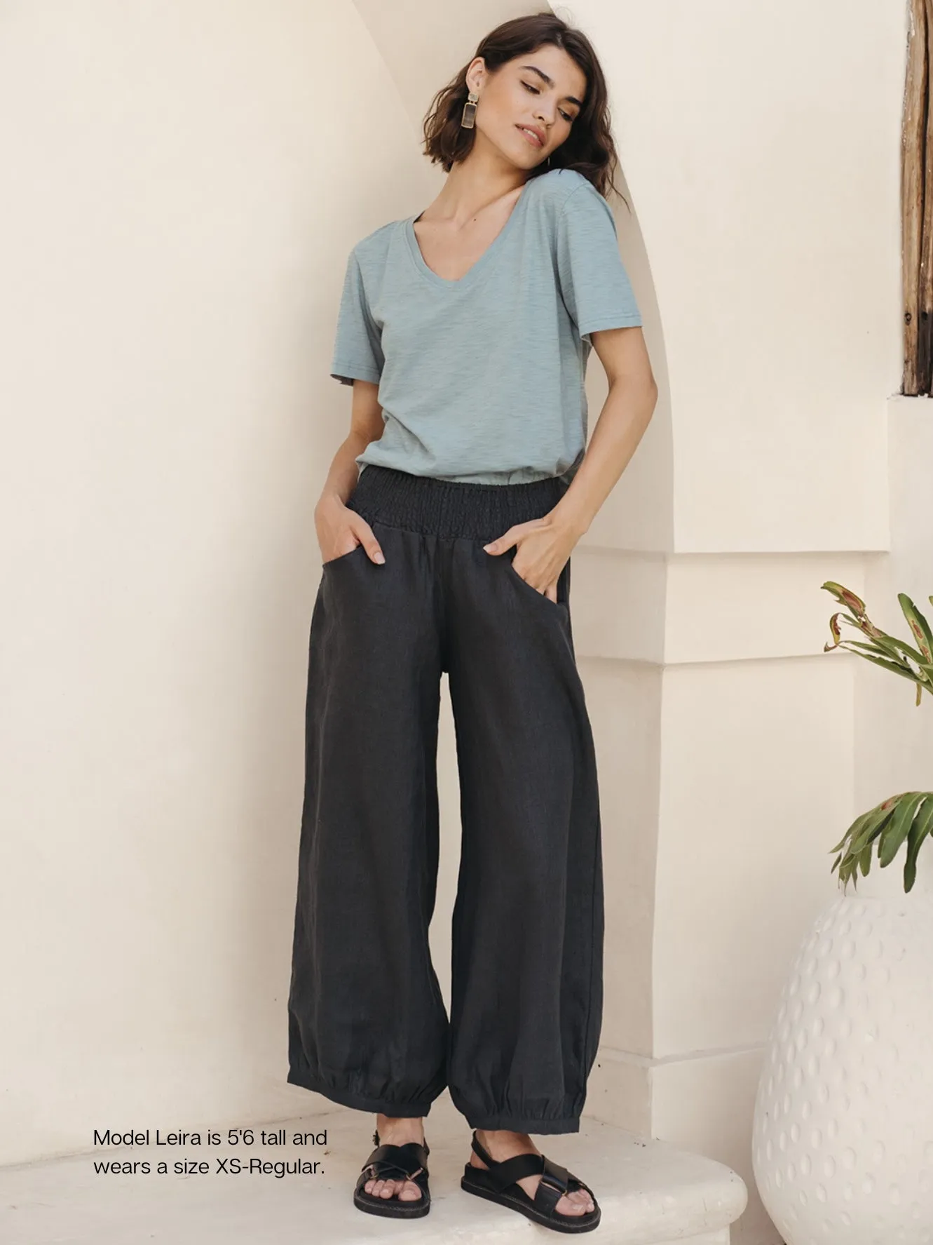 Sadhu French Linen Pants Charcoal