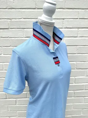 SALE - S ONLY - Madonna Light Blue Polo w Navy/Red/Blue Grosgrain (POLO4) *FINAL SALE*