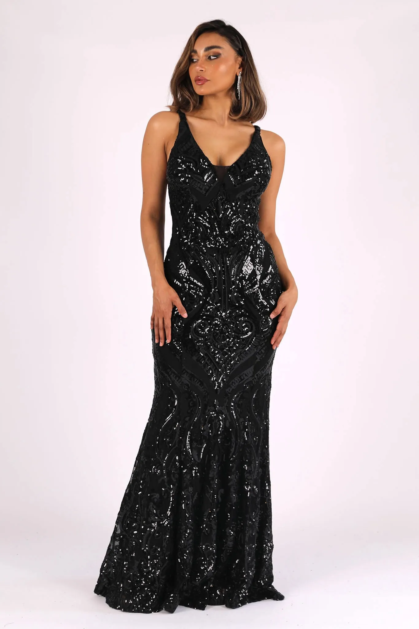 Seraphine Sequin Gown - Black