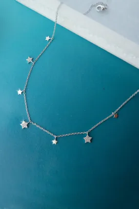 Shining Stars Charm Sterling Silver Delicate Necklace