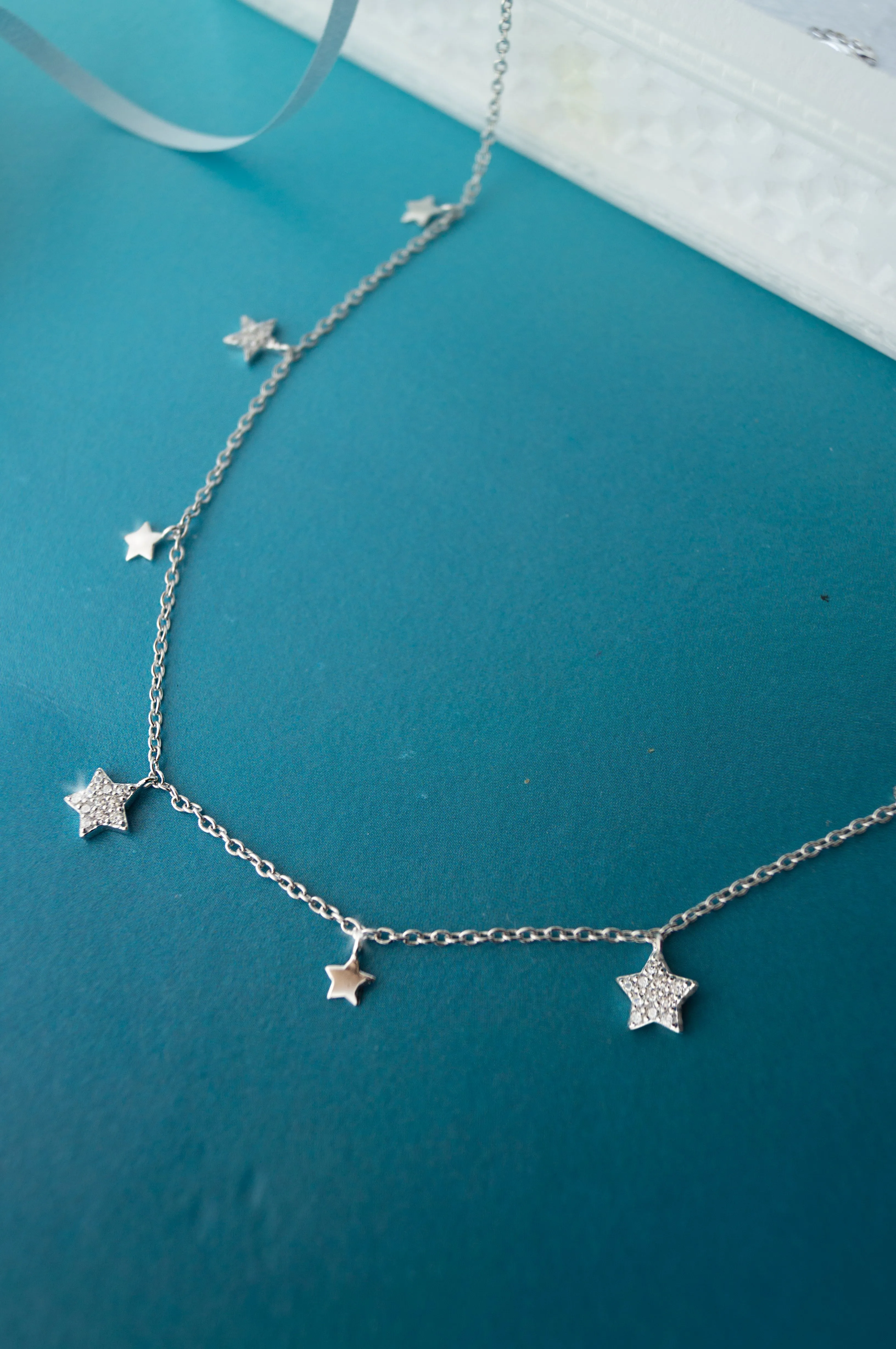 Shining Stars Charm Sterling Silver Delicate Necklace