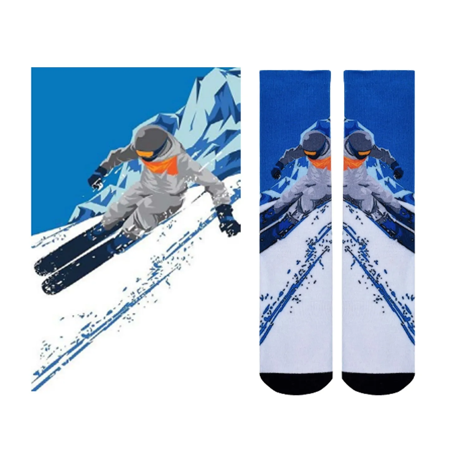 Sierra Socks Shredding Slopes Pattern CoolMax Socks, Nature Collection for Men & Women Eco-Friendly Colorful Crew Socks