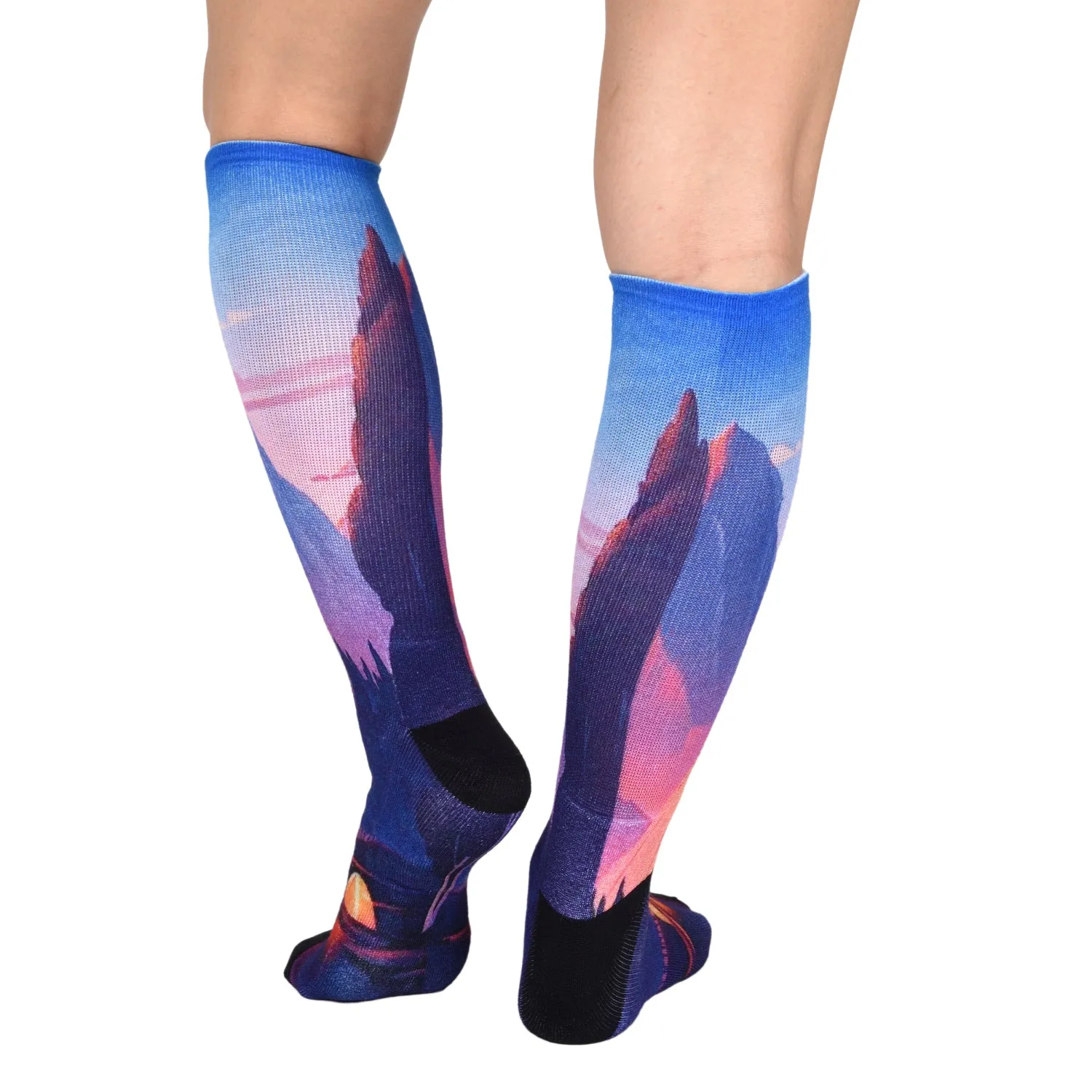 Sierra Socks Valley Camping Pattern CoolMax Socks, Nature Collection for Men & Women Eco-Friendly Colorful Crew Socks