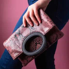 Snake Pink Three Way Clutch