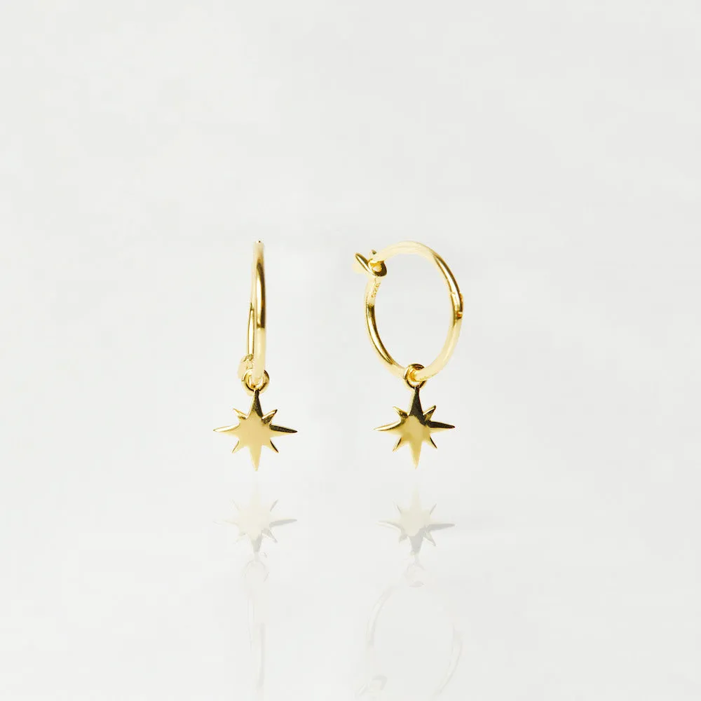 Star Charm Hoops In Gold Vermeil