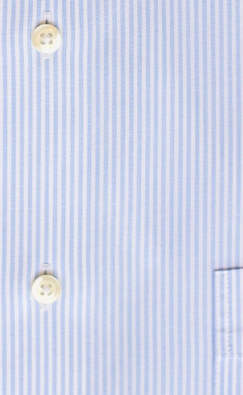 Tailored Fit Light Blue End On End Stripe Spread Collar  Supima® Cotton Non-Iron Dress Shirt (B/T)