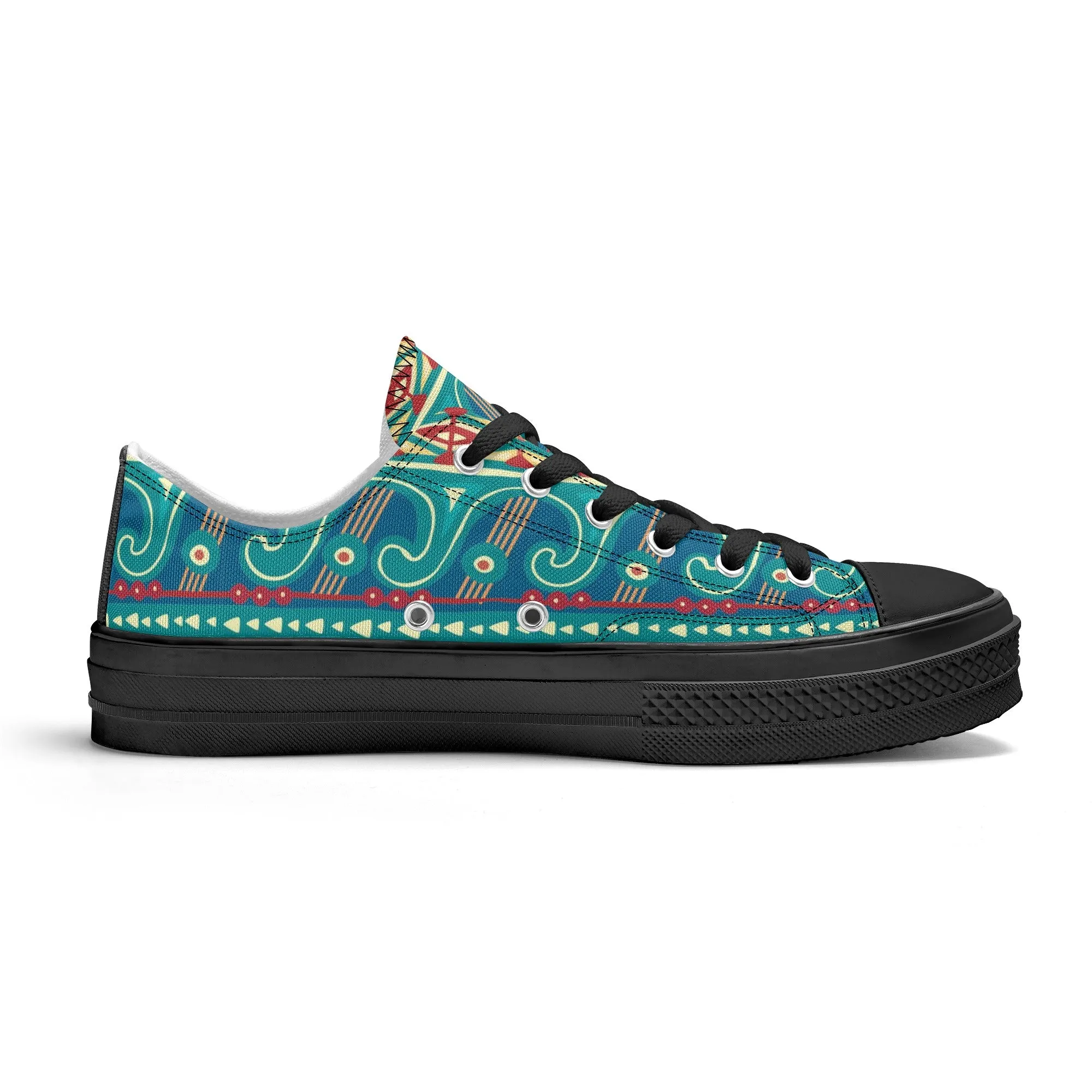 Teal Abstract Design Pattern - Mens Classic Low Top Canvas Shoes for Footwear Lovers