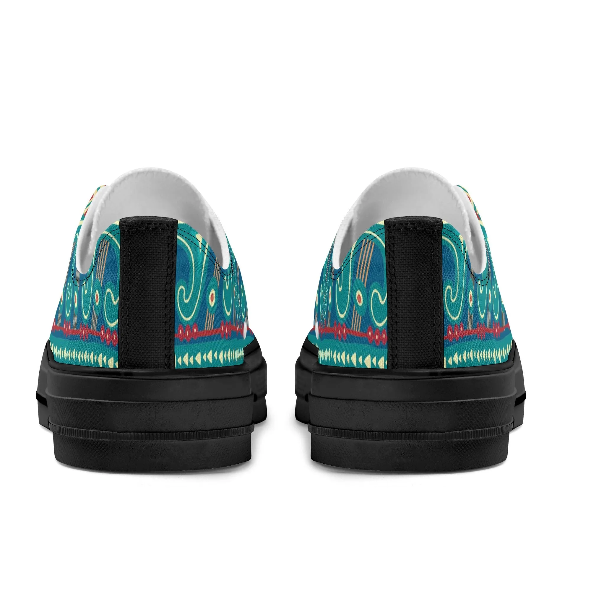 Teal Abstract Design Pattern - Mens Classic Low Top Canvas Shoes for Footwear Lovers