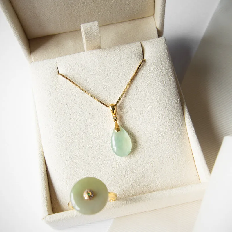 Teardrop Jade Pendant with Diamond