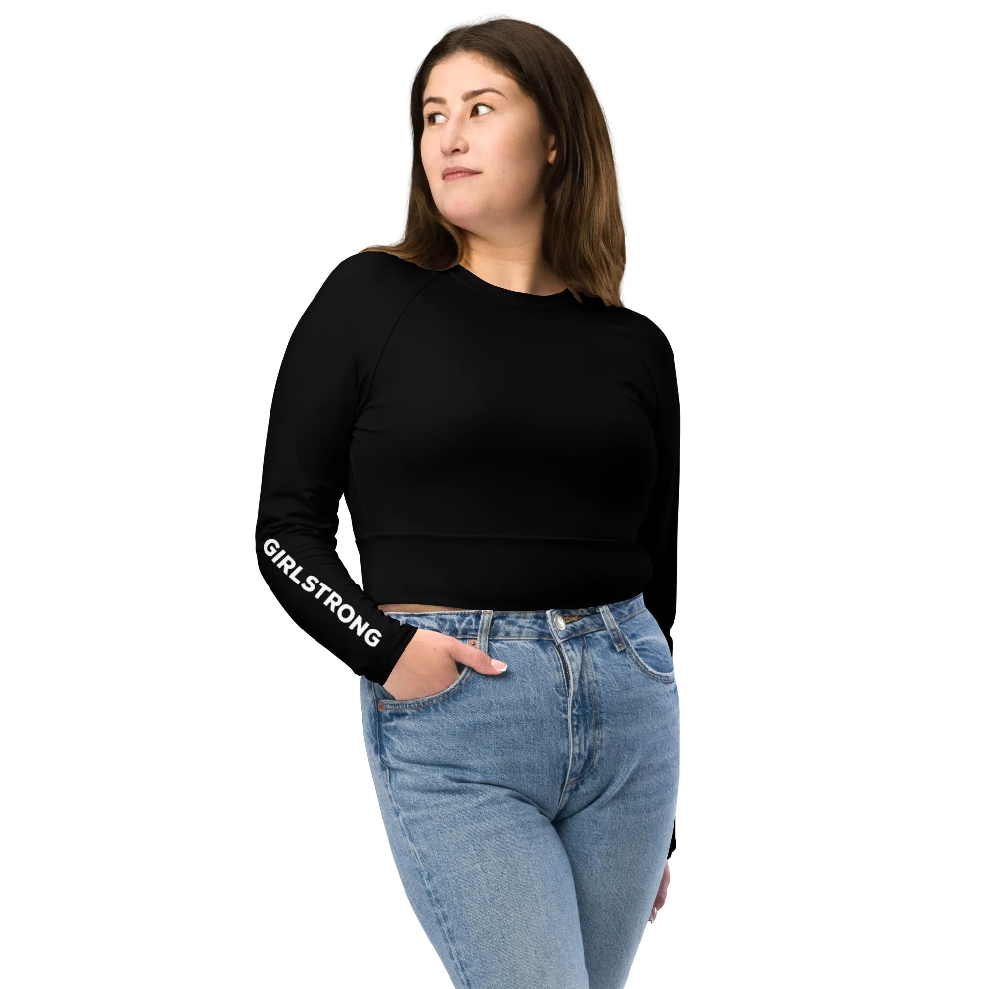 THE ESSENTIAL, SOFT AND STRETCHY, LONG SLEEVE FITTED CROP TOP BLACK