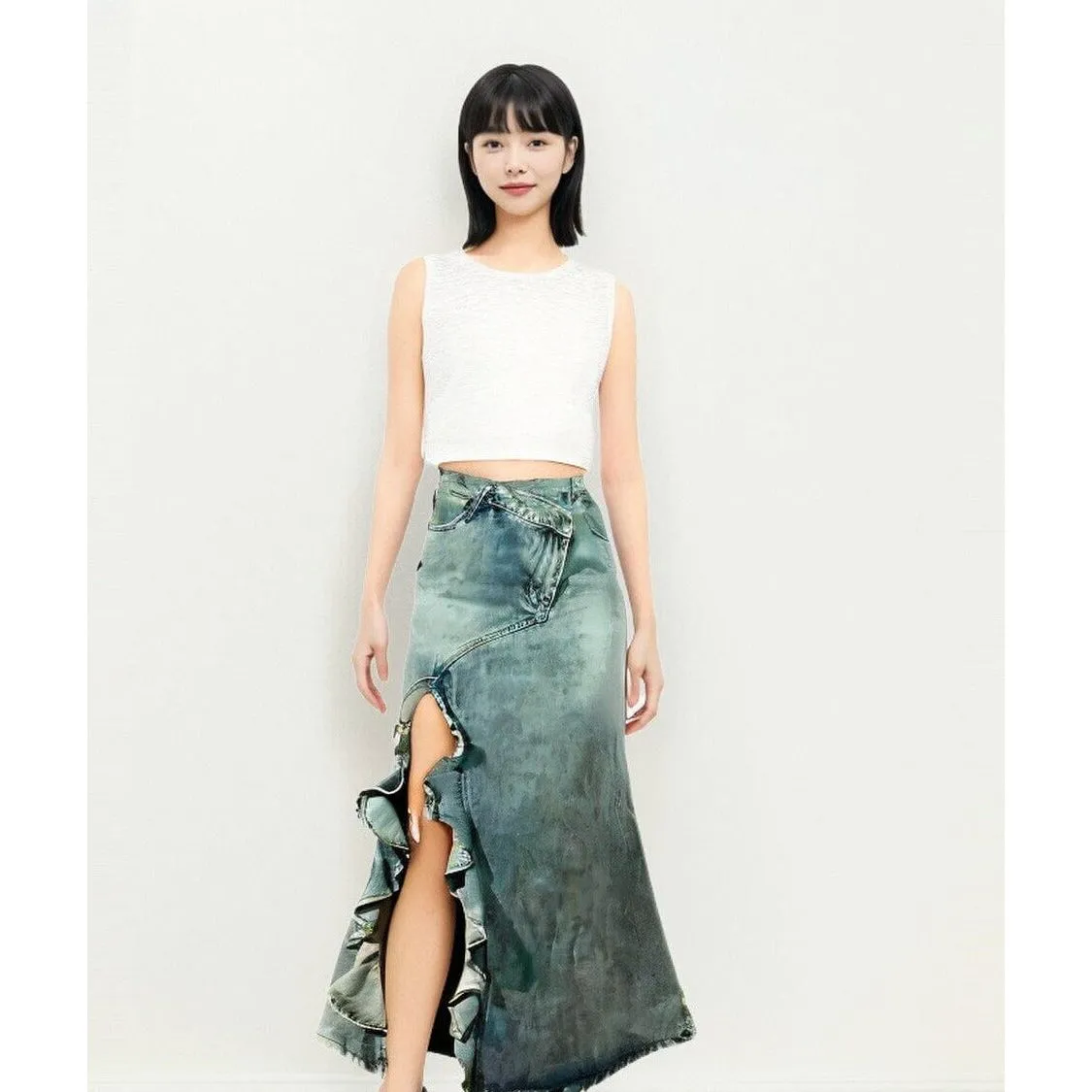 The Hectoria High Waist Denim Skirt