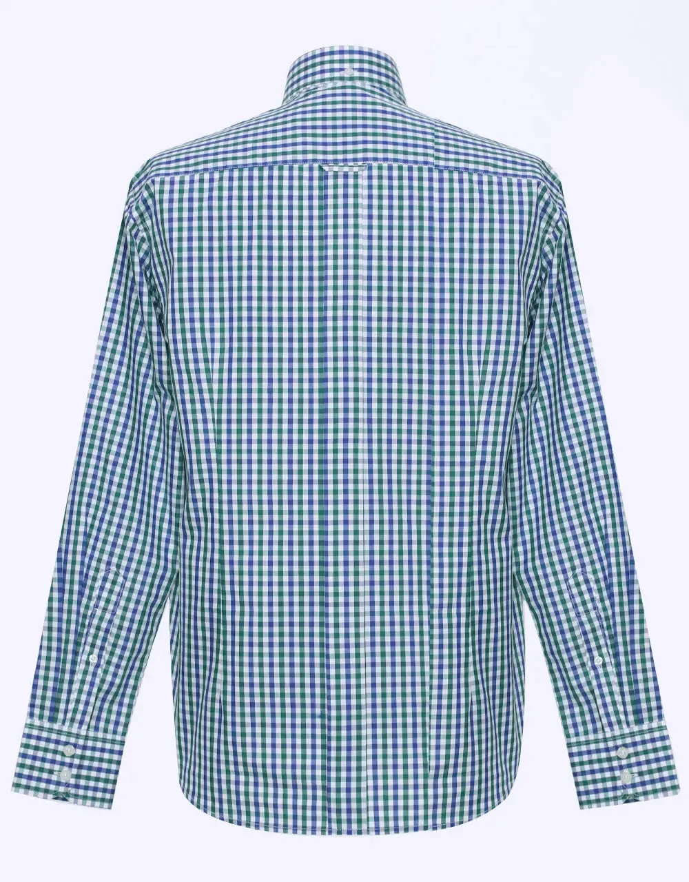 This Shirt Only - Green and Navy Blue Gingham Check Shirt Size M