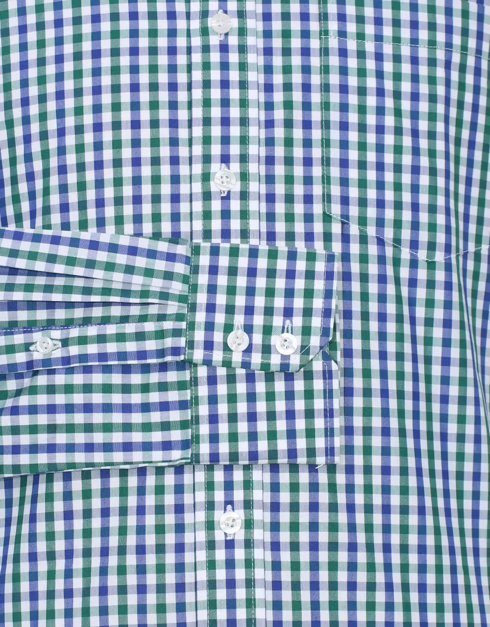 This Shirt Only - Green and Navy Blue Gingham Check Shirt Size M