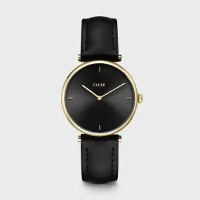 Triomphe Watch Leather, Black, Gold colour