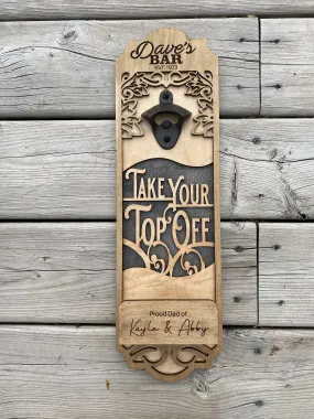 Unique hanging bottle opener