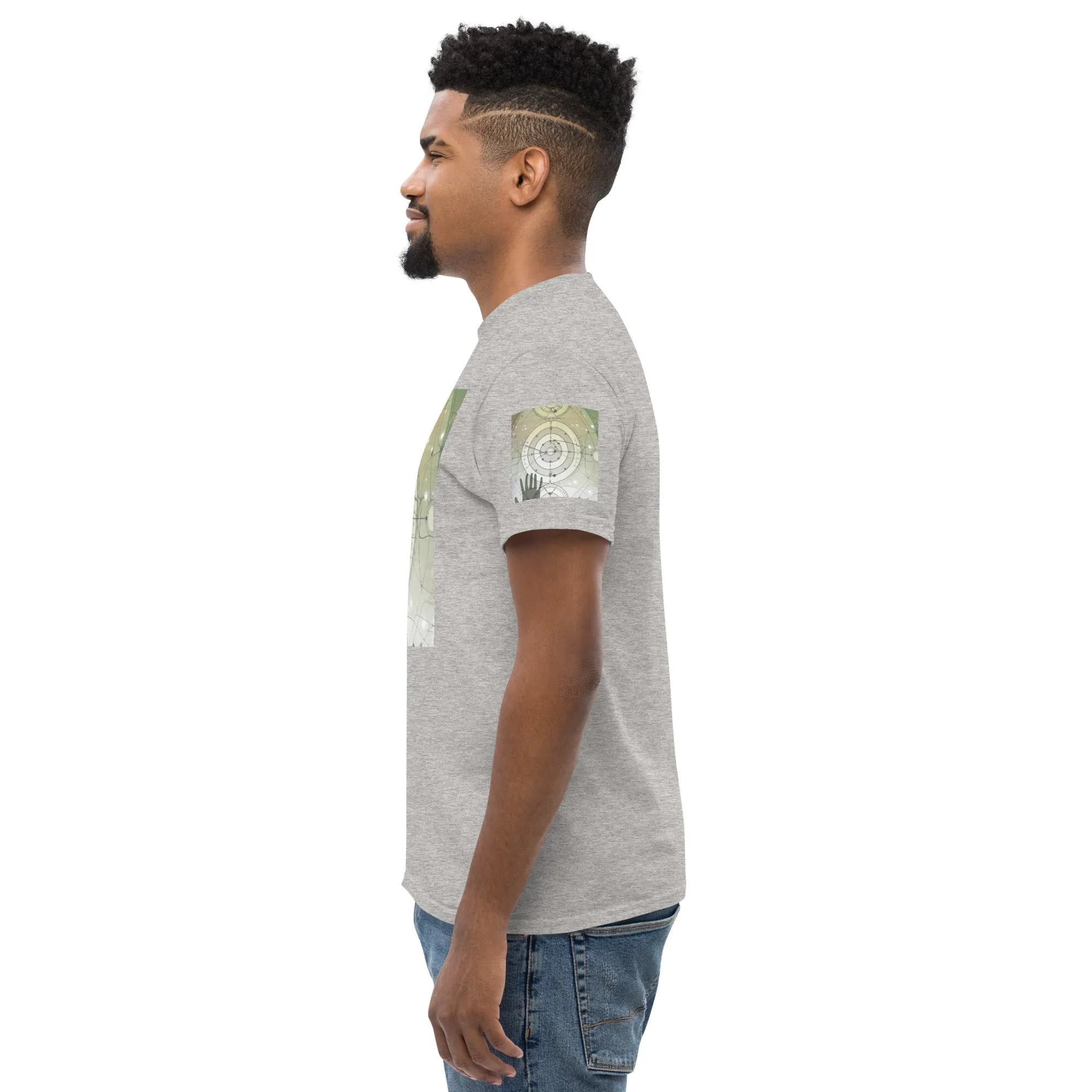 Urban Elegance: Men's Classic Tee with Abstract Balance Print