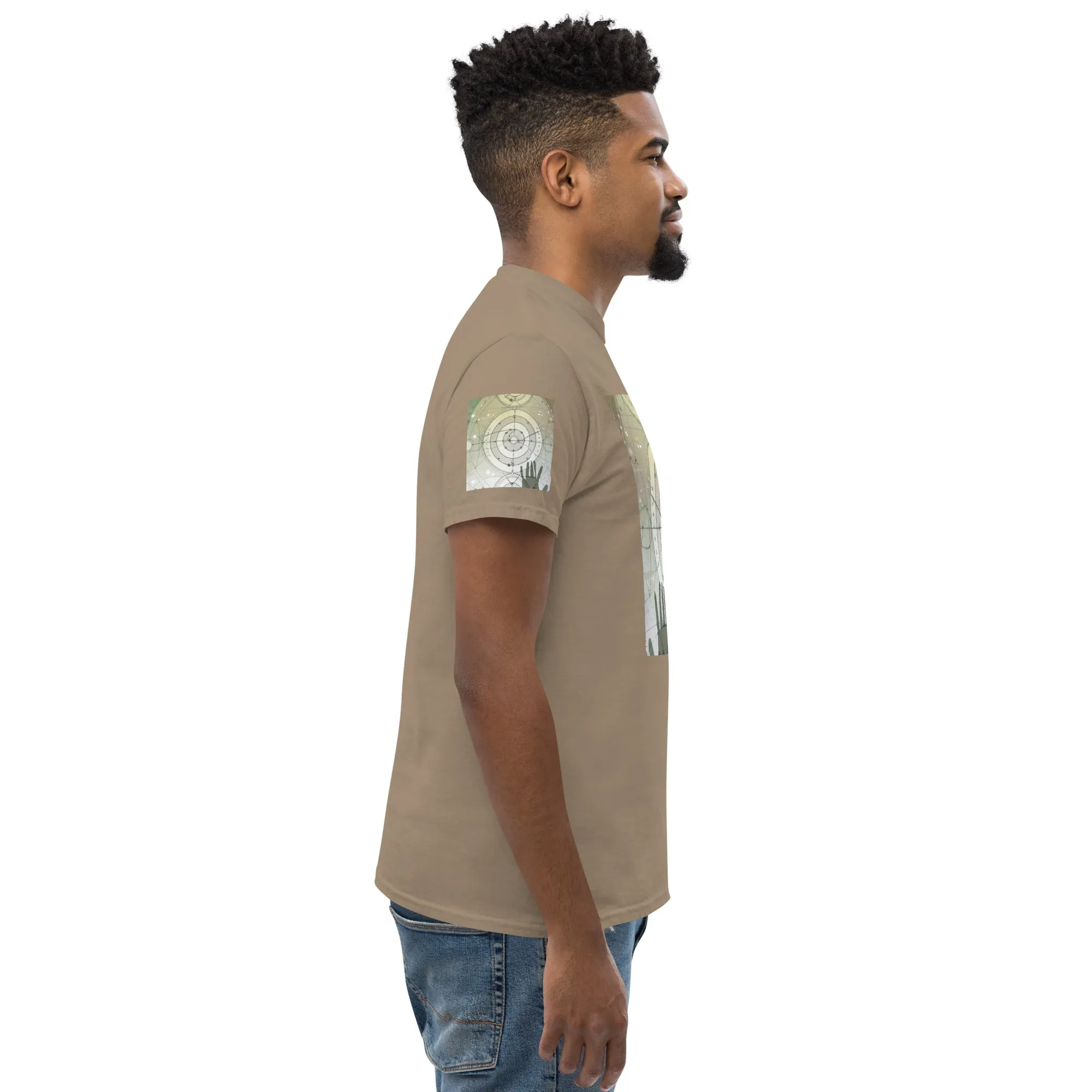 Urban Elegance: Men's Classic Tee with Abstract Balance Print