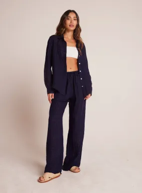 Wide Leg Pocket Beach Pant - Tropic Navy