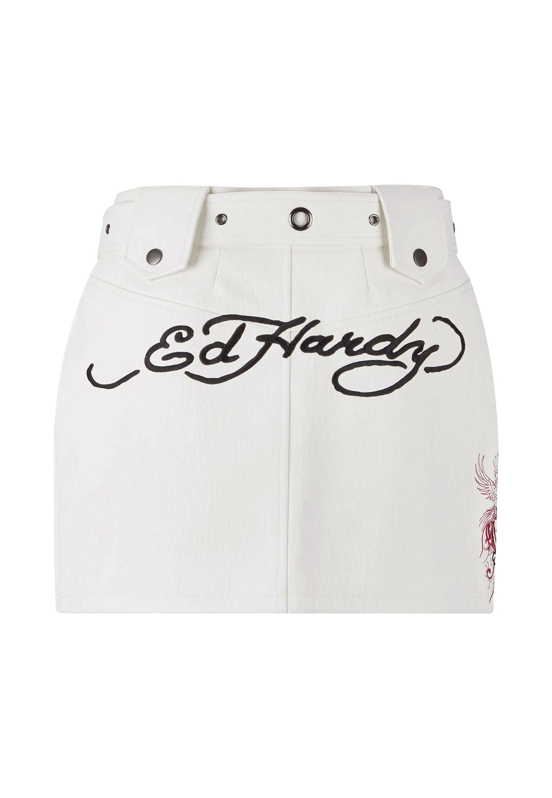 Womens Death Or Glory Vegan Leather Mini Skirt  - Off White