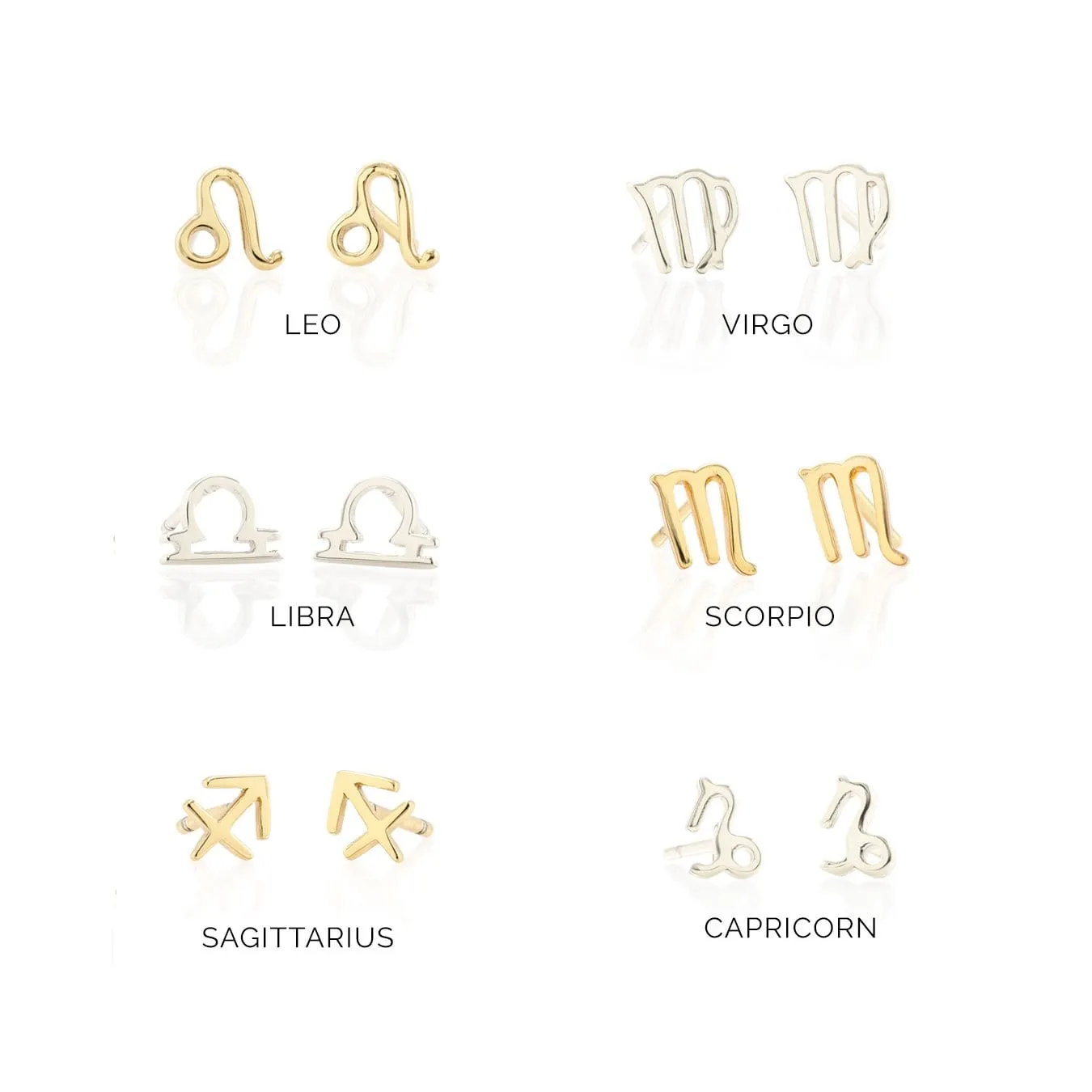 Zodiac Symbol Stud Earrings